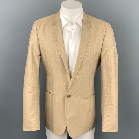 CALVIN KLEIN COLLECTION Size 38 Khaki Print Cotton Sport Coat