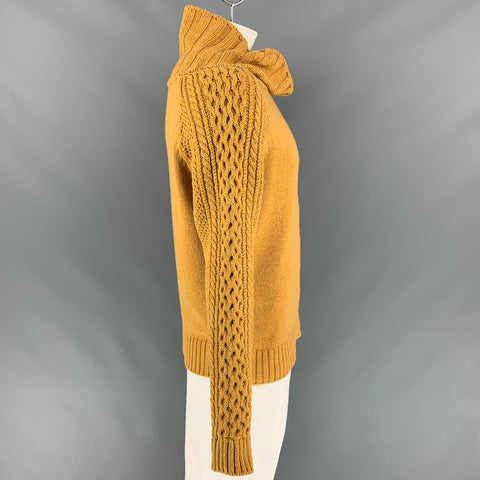 BURBERRY PRORSUM by Christopher Bailey Spring 2012 Size L Yellow Merino Wool / Cotton Turtleneck Sweater