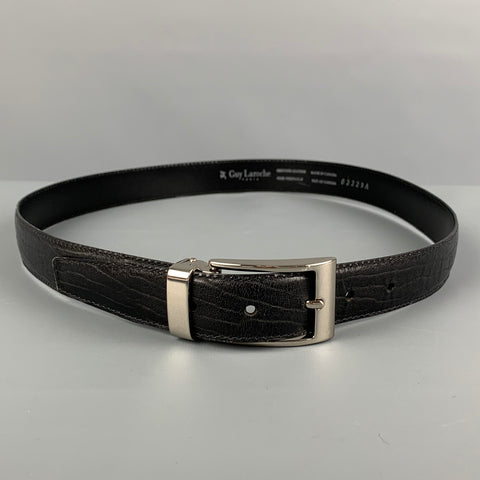 GUY LAROCHE Size 34 Black Leather Belt