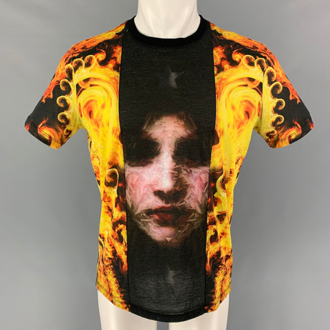 GIVENCHY Pre-Primavera 2014 Talla XS Camiseta con apliques de poliéster en negro, amarillo y naranja