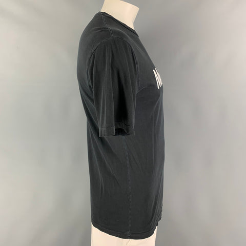DSQUARED2 Size L Black White MF Graphic Cotton Crew-Neck T-shirt
