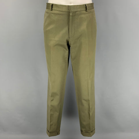 AMI by ALEXANDRE MATTIUSSI Size 40 Olive Cotton Notch Lapel Suit