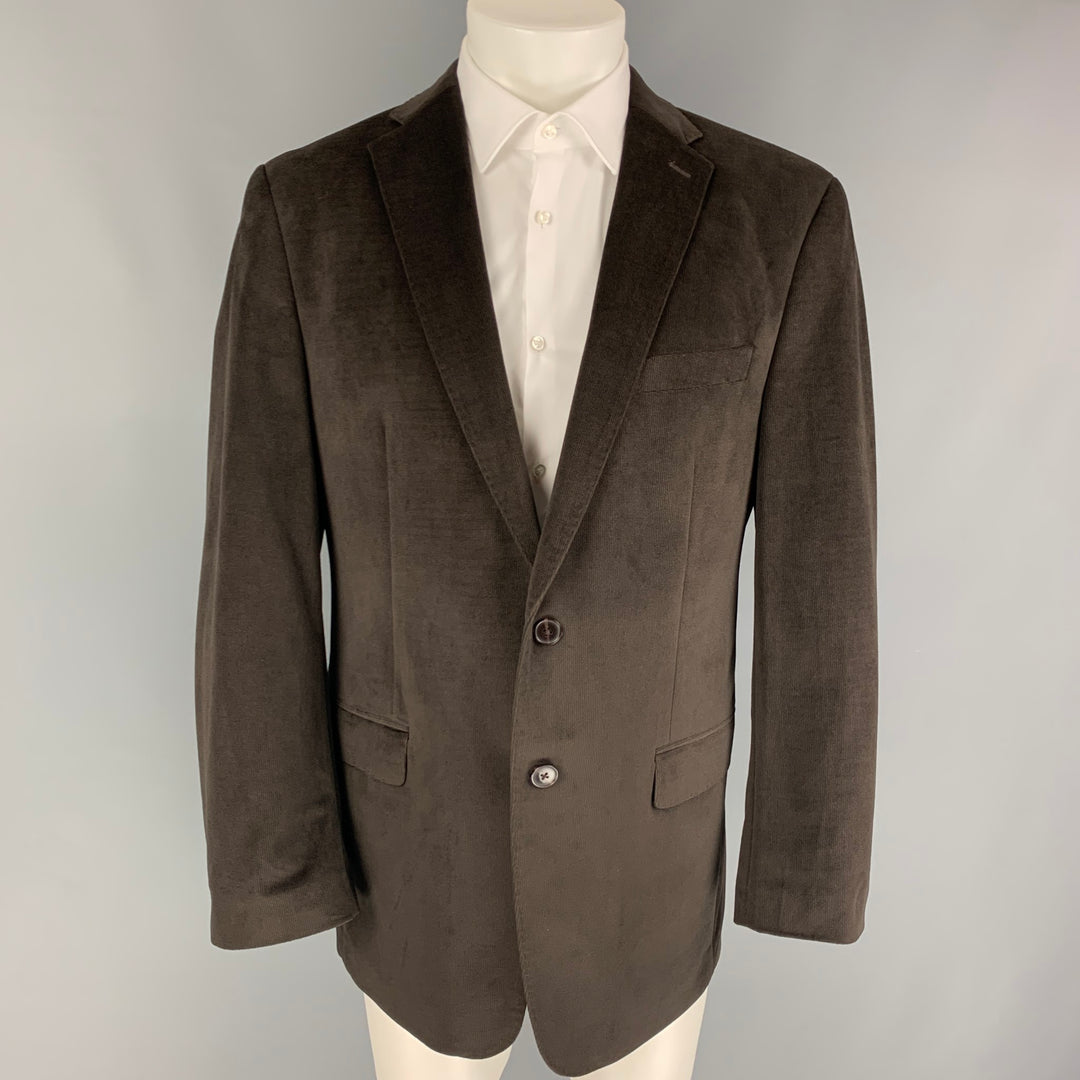 CALVIN KLEIN Size 40 Brown Polyester Notch Lapel Sport Coat