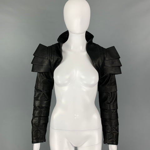 GELAREH Size S Black Goat Skin Shoulder Jacket