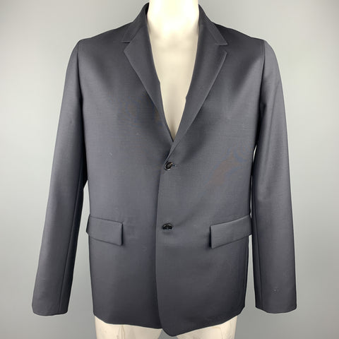 JIL SANDER Size 42 Black Wool / Mohair Notch Lapel Sport Coat