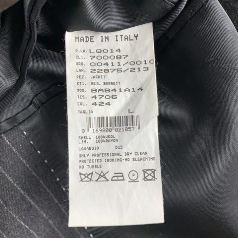 NEIL BARRETT Size 42 Regular Charcoal Stripe Wool Notch Lapel Suit