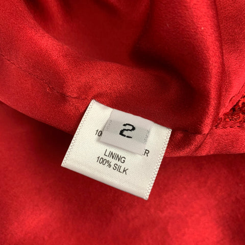 PRABAL GURUNG Size 2 Red Polyester Sequined Draped Dress Top