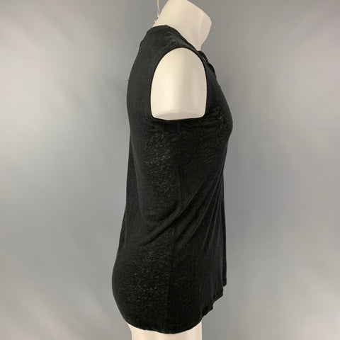 IRO Tissa Size XS Black Solid Linen Sleeveless Tank Top
