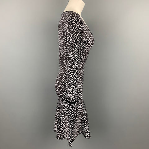 REBECCA TAYLOR Size S Black & Lilac Knitted Viscose Blend Dress