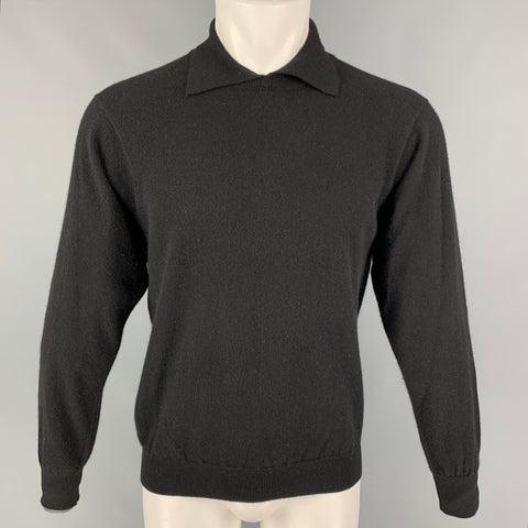 PAUL SMITH Size M Black Merino Wool Spread Collar Pullover