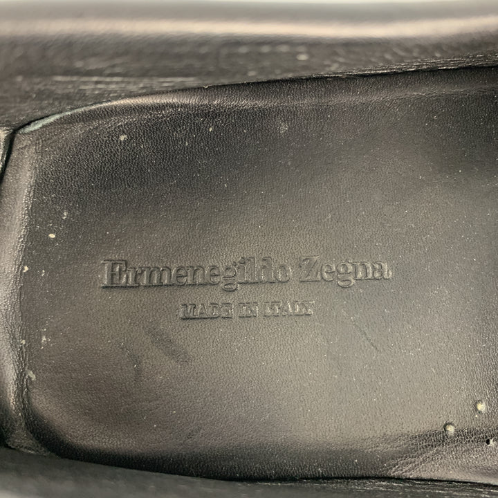 ERMENEGILDO ZEGNA Size 11.5 Black Solid Leather Drivers Loafers