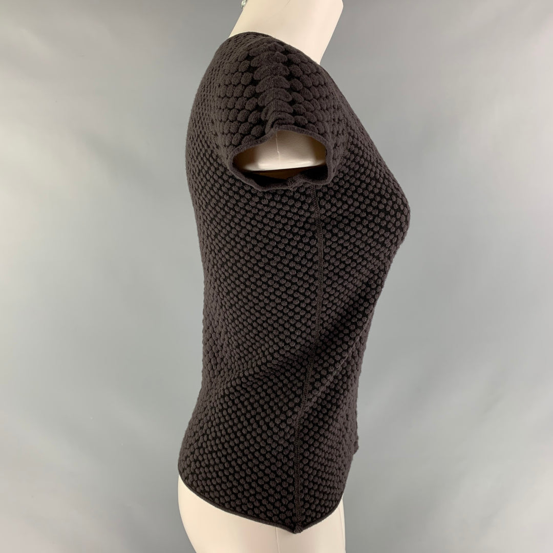 ARMANI COLLEZIONI Size 6 Brown &  Black Nylon Blend Dots Pullover