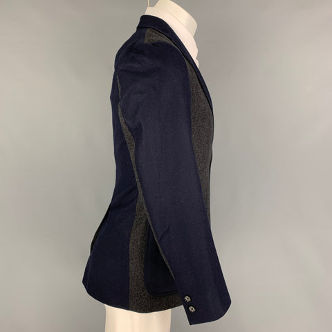 SHIPS Taille 36 Charcoal Navy Color Block Wool Notch revers Manteau de sport