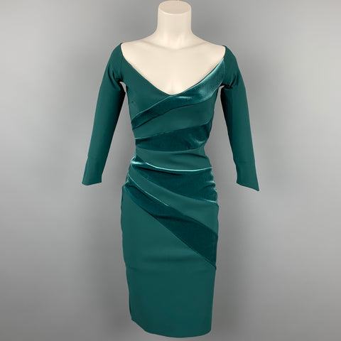 CHIARA BONI Taille 4 Robe de cocktail à panneaux en velours polyamide vert