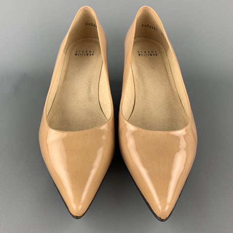 STUART WEITZMAN Talla 9.5 Zapatos de tacón de gatito de charol beige