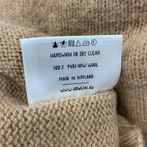 HOWLIN Size L Tan Knitted Wool Crew-Neck Sweater