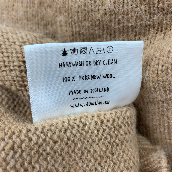 HOWLIN Size L Tan Knitted Wool Crew-Neck Sweater