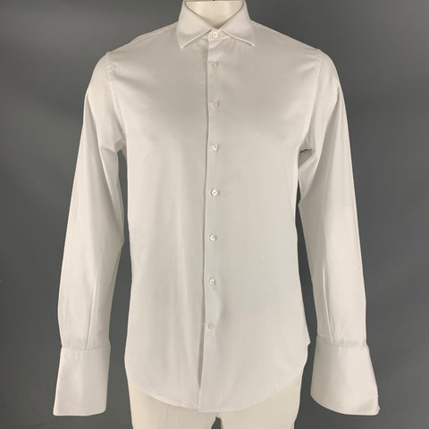CH by CAROLINA HERRERA Size L White Solid Cotton Button Up Long Sleeve Shirt