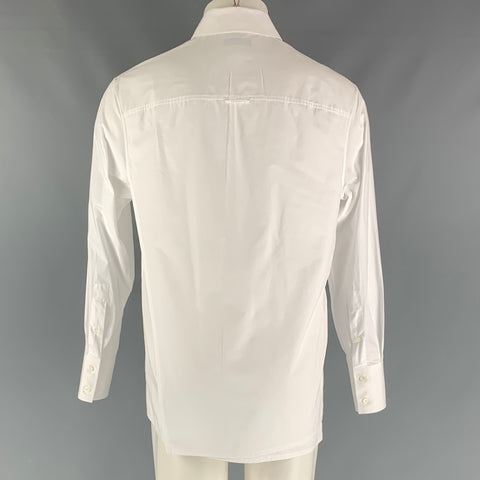 VALENTINO Size M White Solid Cotton Button Up Long Sleeve Shirt