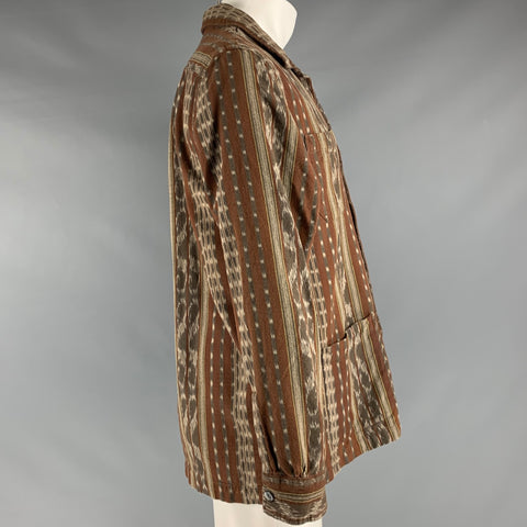 TODD SNYDER Size M Brown Grey Jacquard Cotton Long Sleeve Shirt