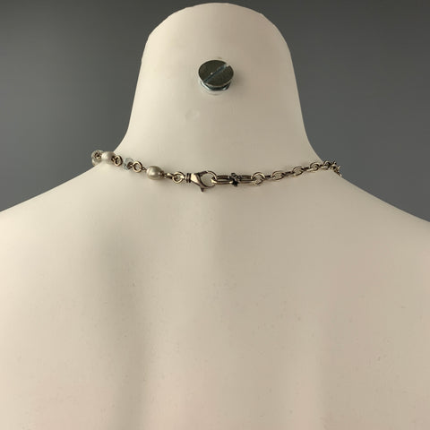 VINTAGE Silver Tone Metal Choker Alana Love Necklace