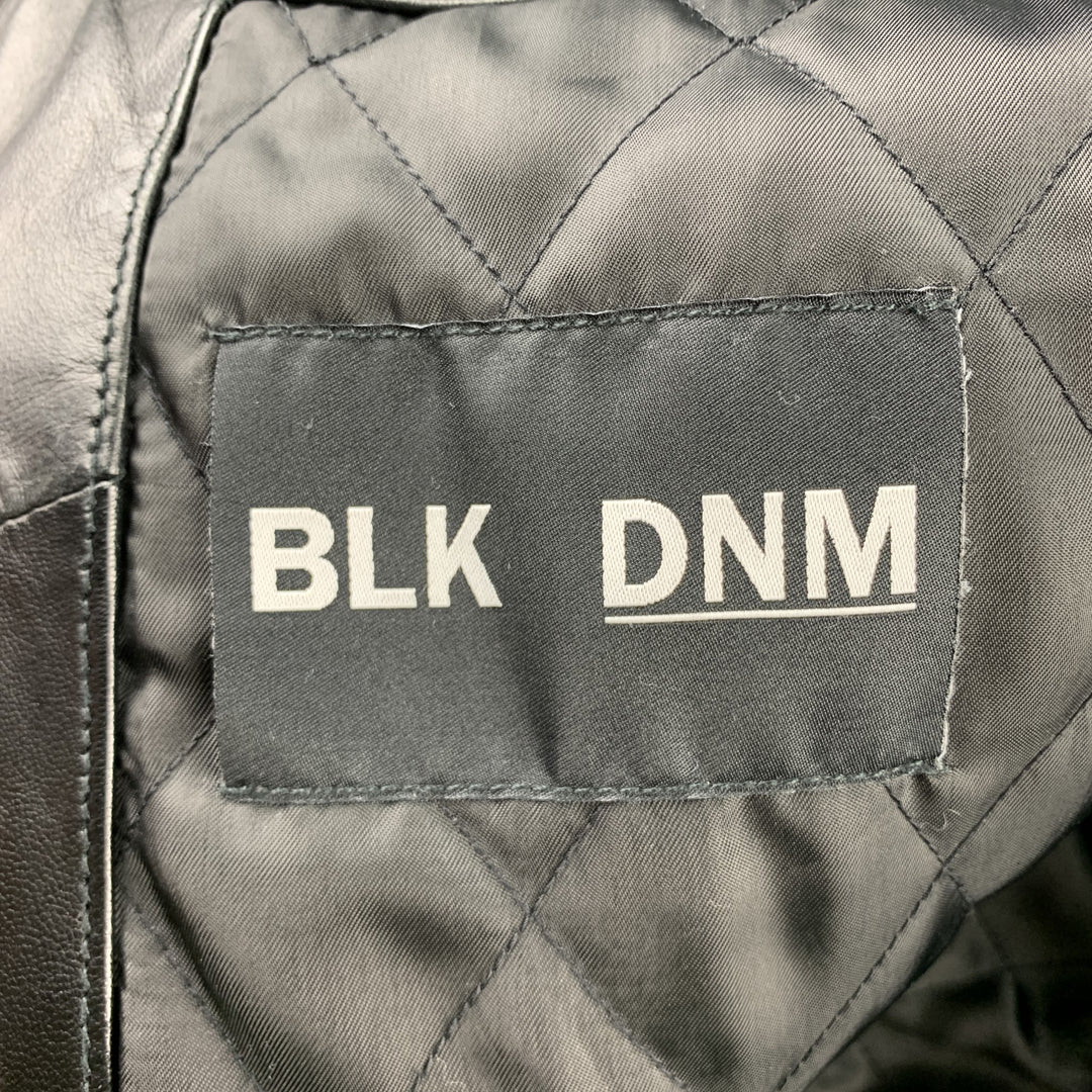 BLK DNM Size S Black Leather Zipper Pockets Zip Up Biker Vest