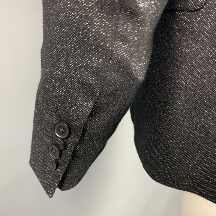 MICHAEL KORS Taille 40 Manteau de sport en mélange de laine métallisée noir et argent régulier