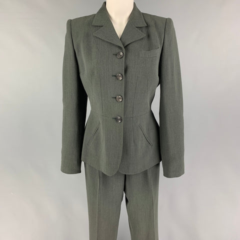 Vintage GUCCI Size 8 Gray Wool Rayon Heather Single Breasted Pants Suit