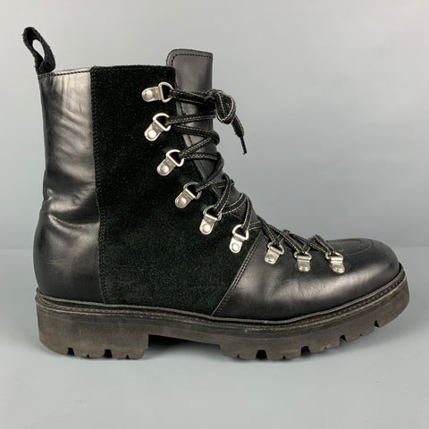 GRENSON Size 10 Black Leather Lace Up Hiking Boots