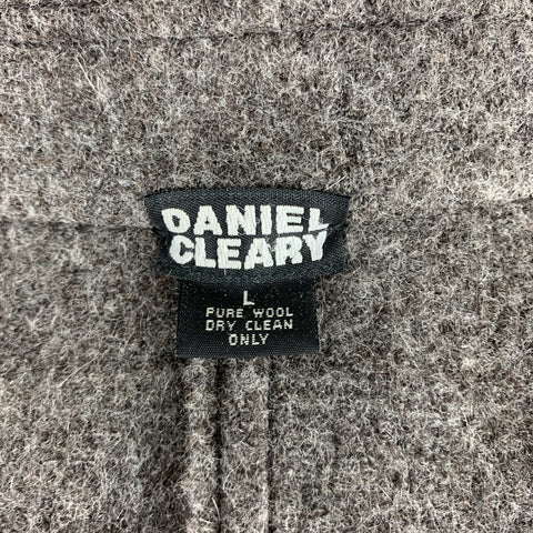 DANIEL CLEARY Size L Taupe Textured Wool Hidden Snaps Long Sleeve Shirt