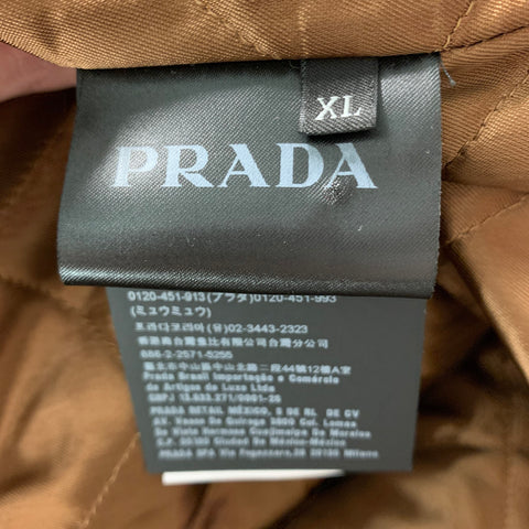 PRADA Size XL Burgundy Brown Wool Bomber Jacket