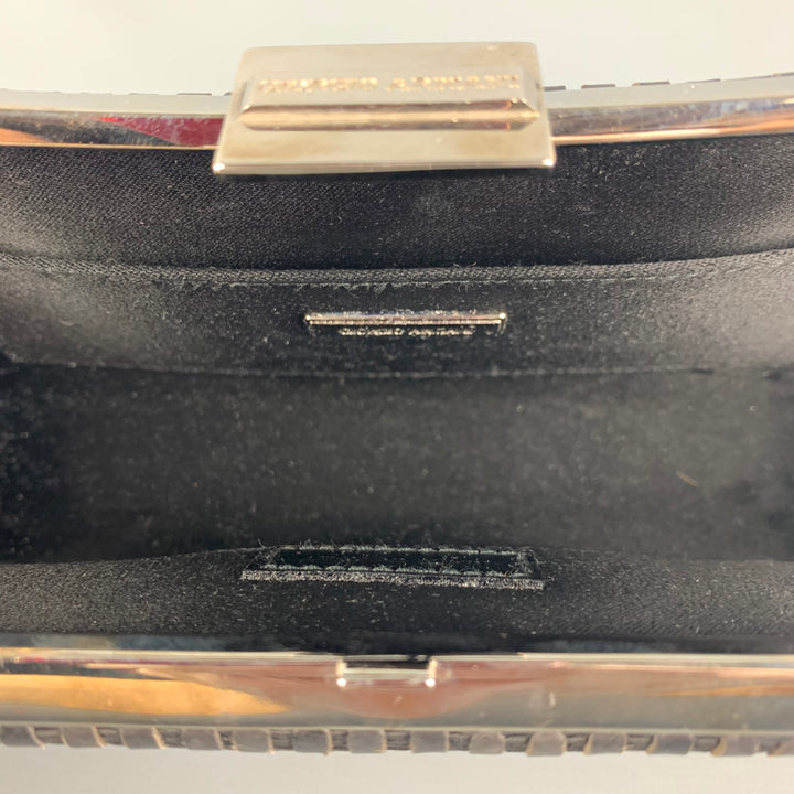 GIORGIO ARMANI Black Woven Taffeta Leather Clutch Bag