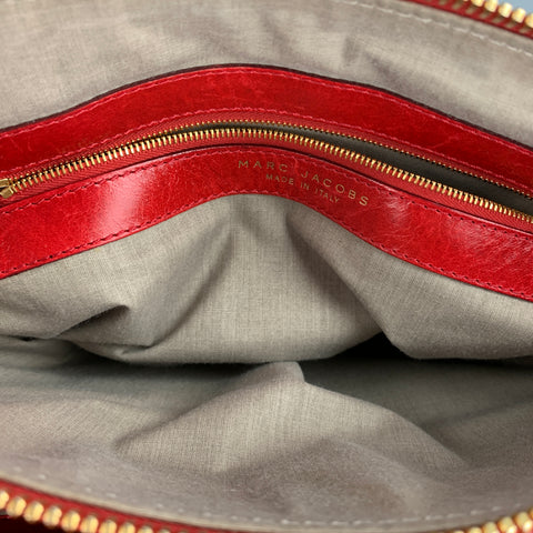 MARC JACOBS Red Quilted  Leather Chain Link Top Handles Handbag