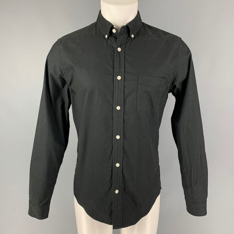 HILL CITY Size S Black Cotton Blend Button Down Long Sleeve Shirt
