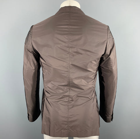 PRADA Size 38 Brown Polyester Notch Lapel Sport Coat