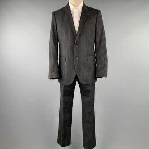 NEIL BARRETT Size 42 Regular Charcoal Stripe Wool Notch Lapel Suit