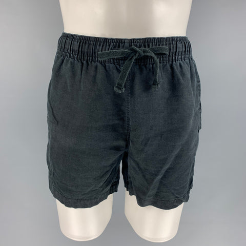 VENROY Taille S Short en lin noir avec cordon de serrage
