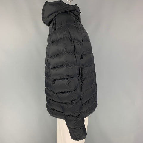 ARCTERYX Size XXL Black & Mustard Quilted Goose Down Nylon Hooded Jacket
