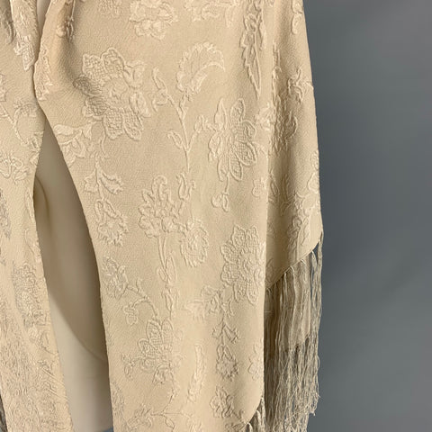 GIORGIO ARMANI Beige Jacquard Silk Fringe Shawl
