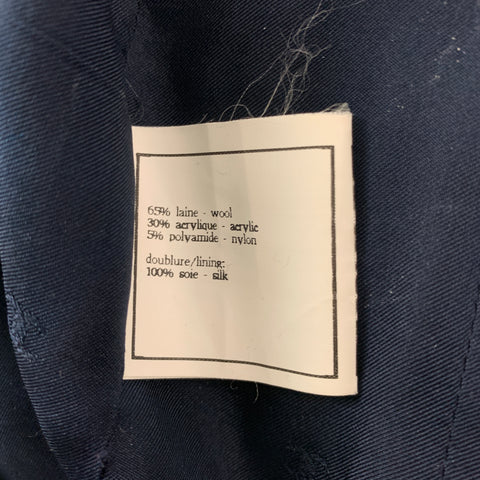 Vintage CHANEL Size 6 Navy Cream Wool Blend Checkered Jacket