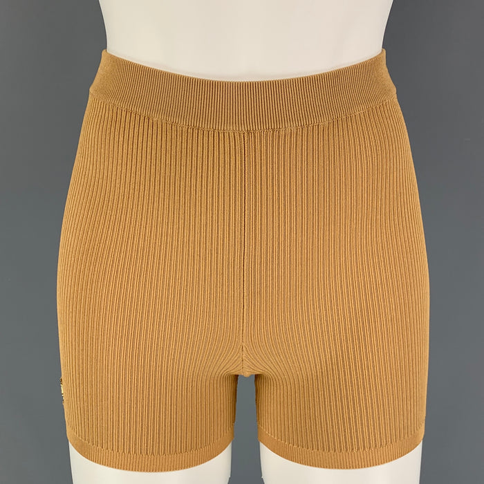 SAINT LAURENT Size XS Beige Viscose Ribbed Cyclist Shorts