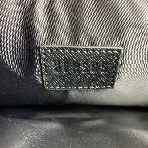 VERSUS by GIANNI VERSACE Black Leather Safety Pin Wristlet Bag