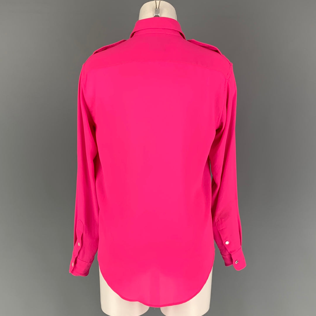 RALPH LAUREN Black Label Size 2 Pink Polyester Button Up Shirt
