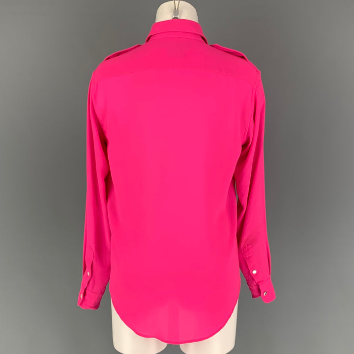 RALPH LAUREN Black Label Size 2 Pink Polyester Button Up Shirt