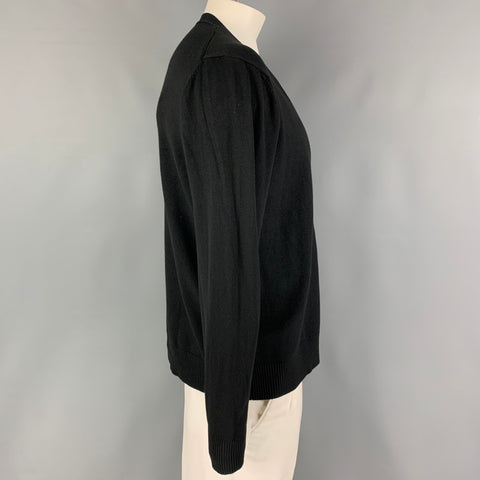 KITON Size XL Black Cashmere Silk V-Neck Cardigan