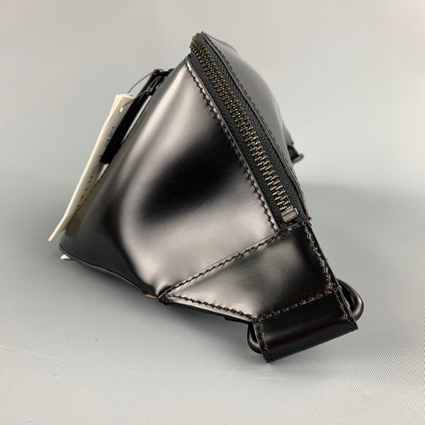 DRIES VAN NOTEN Black Patent Leather Fanny Pack