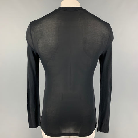 GIORGIO ARMANI Size L Black See Through V-Neck Pullover