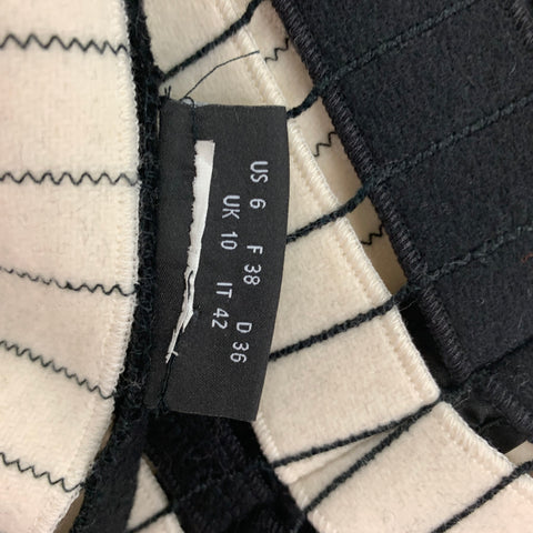 AKRIS Size 6 Black White Wool Blend Stripe Cutout Jacket