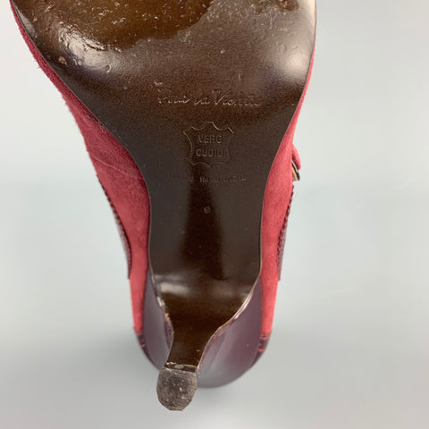 POUR LA VICTOIRE Escarpins Maryjane en cuir verni bicolore bordeaux taille 9