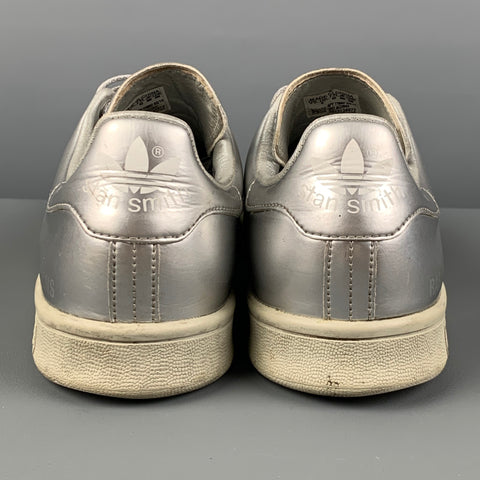 ADIDAS x RAF SIMONS Size 8.5 Silver Metallic Leather Low Top Sneakers